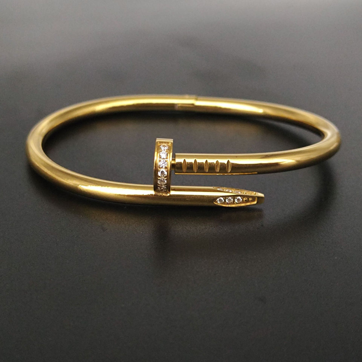 High Version V Gold Classic Full Rhinestone Stud Bracelet with Diamond-Encrusted Ends, Thick 18K Rose Gold Plated, Luxury Couple Bracelet