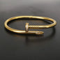 High Version V Gold Classic Full Rhinestone Stud Bracelet with Diamond-Encrusted Ends, Thick 18K Rose Gold Plated, Luxury Couple Bracelet