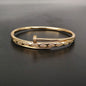 High Version V Gold Classic Full Rhinestone Stud Bracelet with Diamond-Encrusted Ends, Thick 18K Rose Gold Plated, Luxury Couple Bracelet
