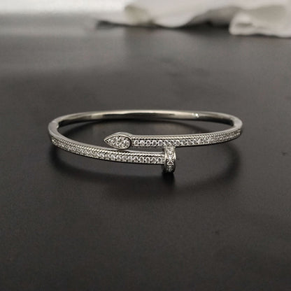 High Version V Gold Classic Full Rhinestone Stud Bracelet with Diamond-Encrusted Ends, Thick 18K Rose Gold Plated, Luxury Couple Bracelet