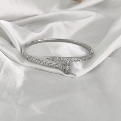 High Version V Gold Classic Full Rhinestone Stud Bracelet with Diamond-Encrusted Ends, Thick 18K Rose Gold Plated, Luxury Couple Bracelet