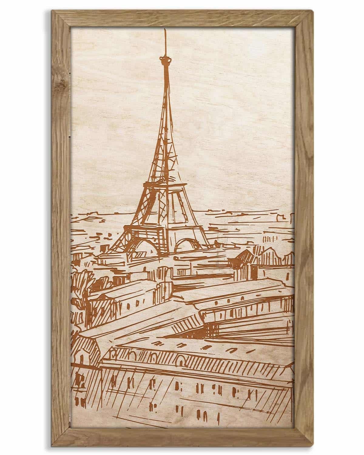 Wooden picture of  Eiffel Tower, in an oak frame
