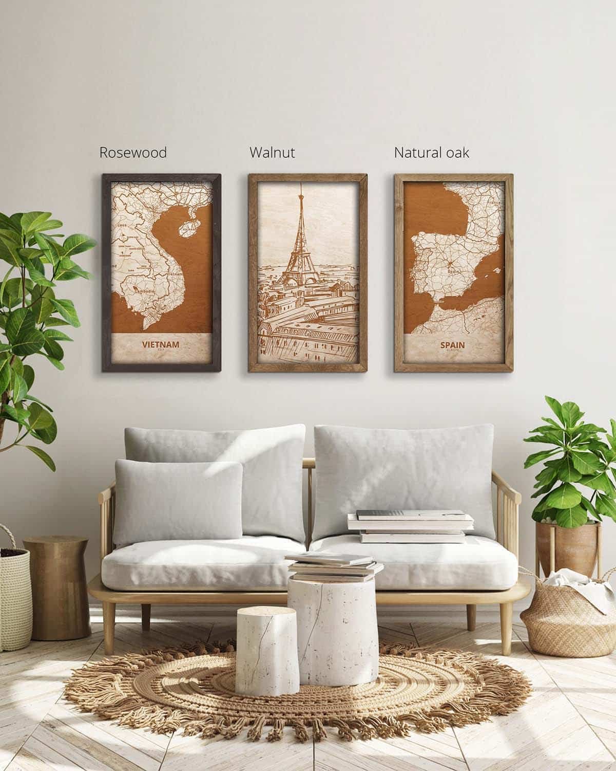 Wooden picture of  Eiffel Tower, in an oak frame