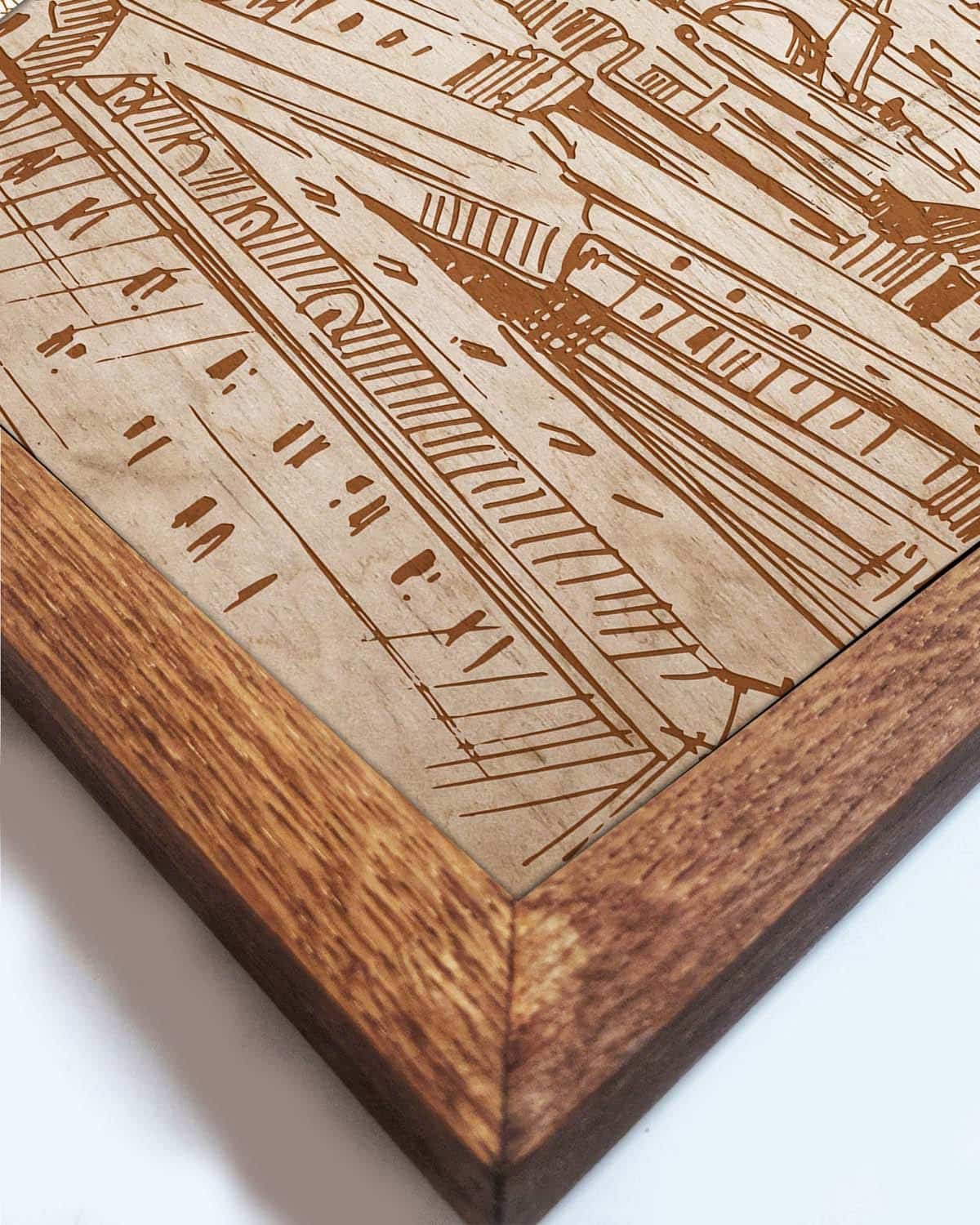 Wooden picture of  Eiffel Tower, in an oak frame