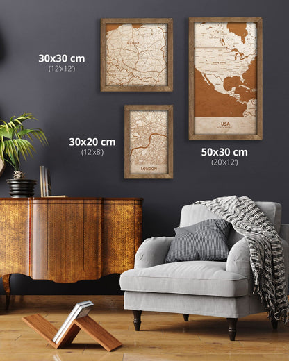 Wooden Map of Italy, Country Map 2