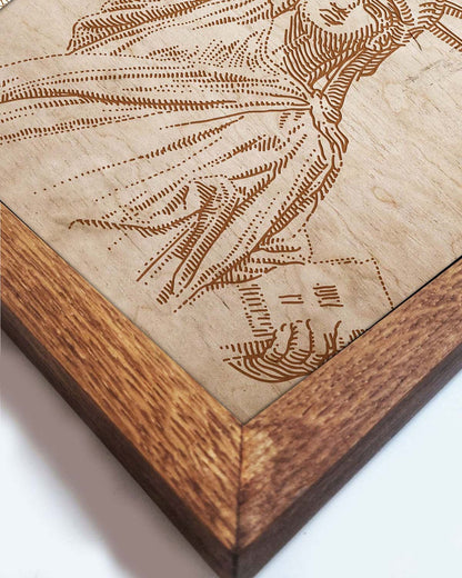Wooden picture of Statue of Liberty, in an oak frame