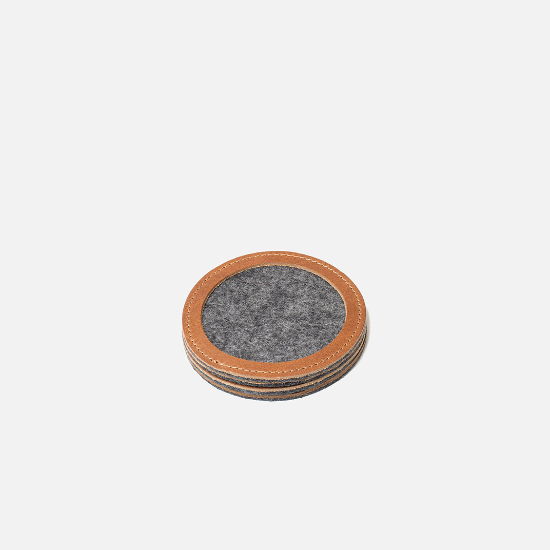Wool Felt Coaster w/ Leather Rim