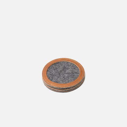Wool Felt Coaster w/ Leather Rim