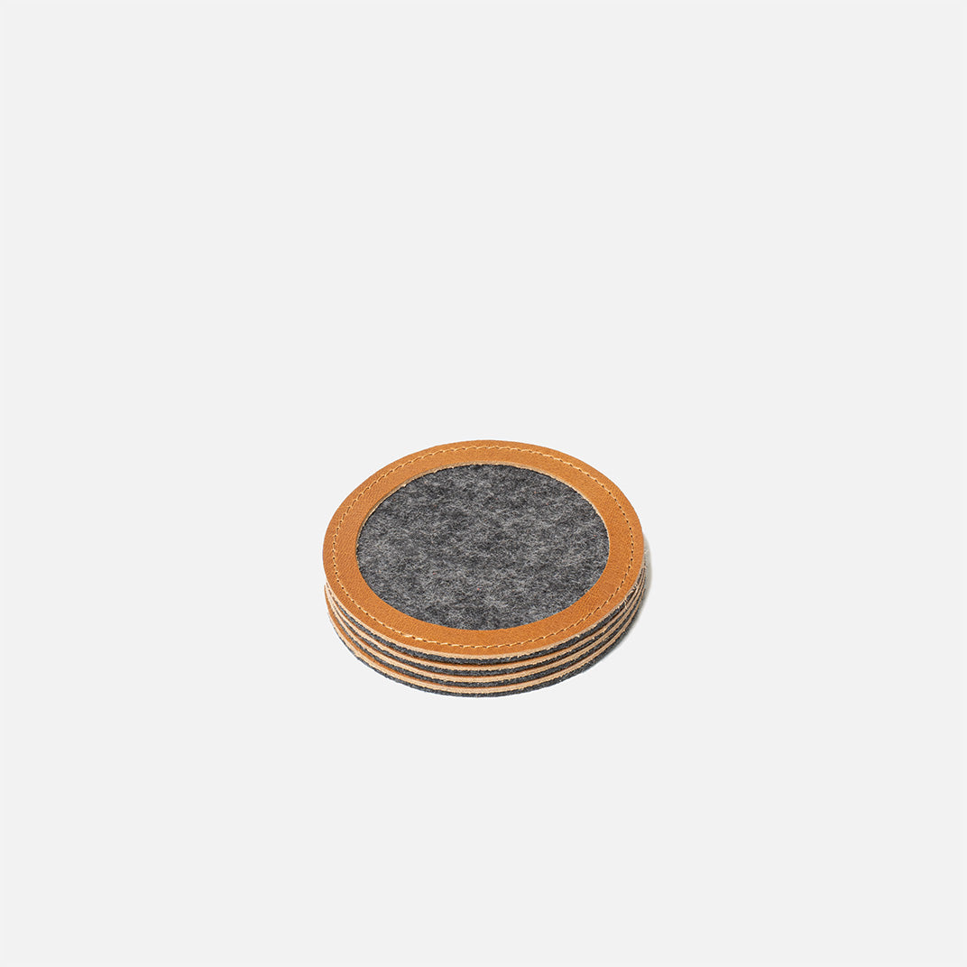 Wool Felt Coaster w/ Leather Rim