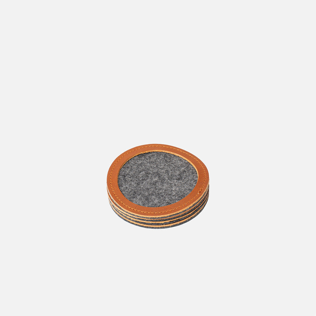 Wool Felt Coaster w/ Leather Rim